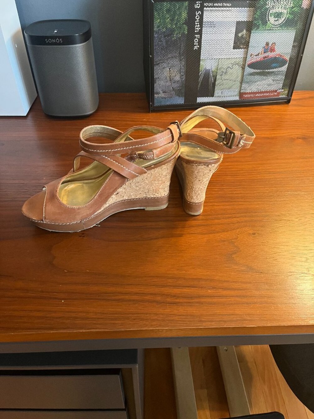 Audrey Brooke Cork Wedge Platform Strappy Sandals